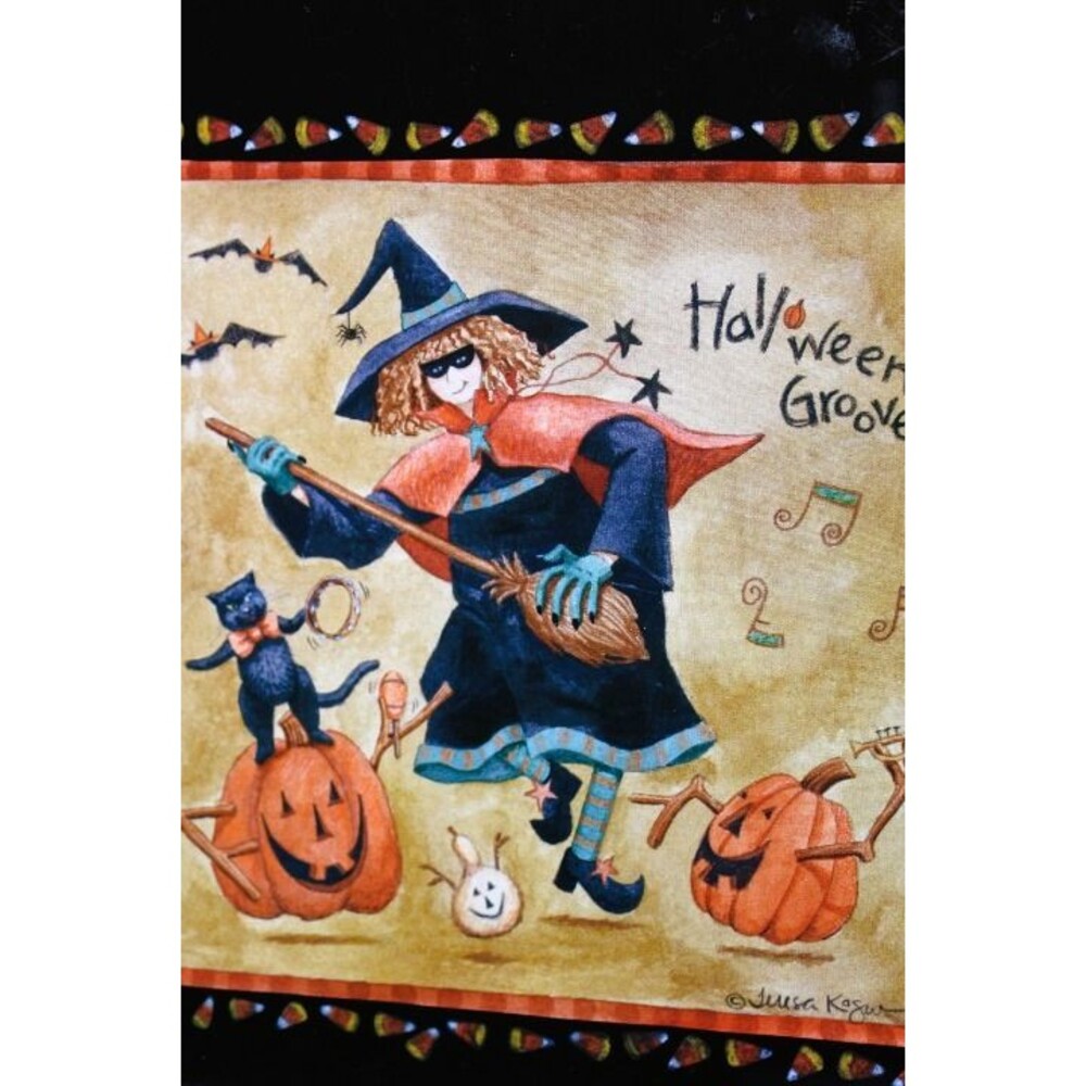 Witch Party Halloween Groove Black Serving Tray by Artiste Teresa Kogut RETIRED